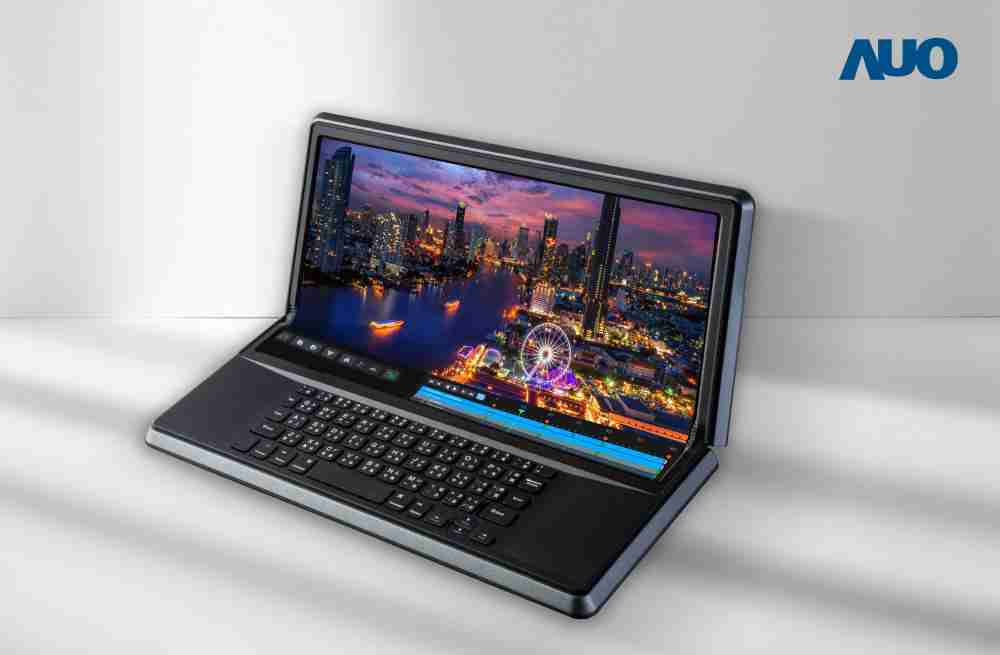 918.COM14.6吋Micro LED折迭显示屏幕，，，，搭配半径4mm的弯折绞炼，，，以及高画素、、高亮度、、、、高对比度的显示技术特点，，即便在大视角下仍保有绝佳色相与亮度