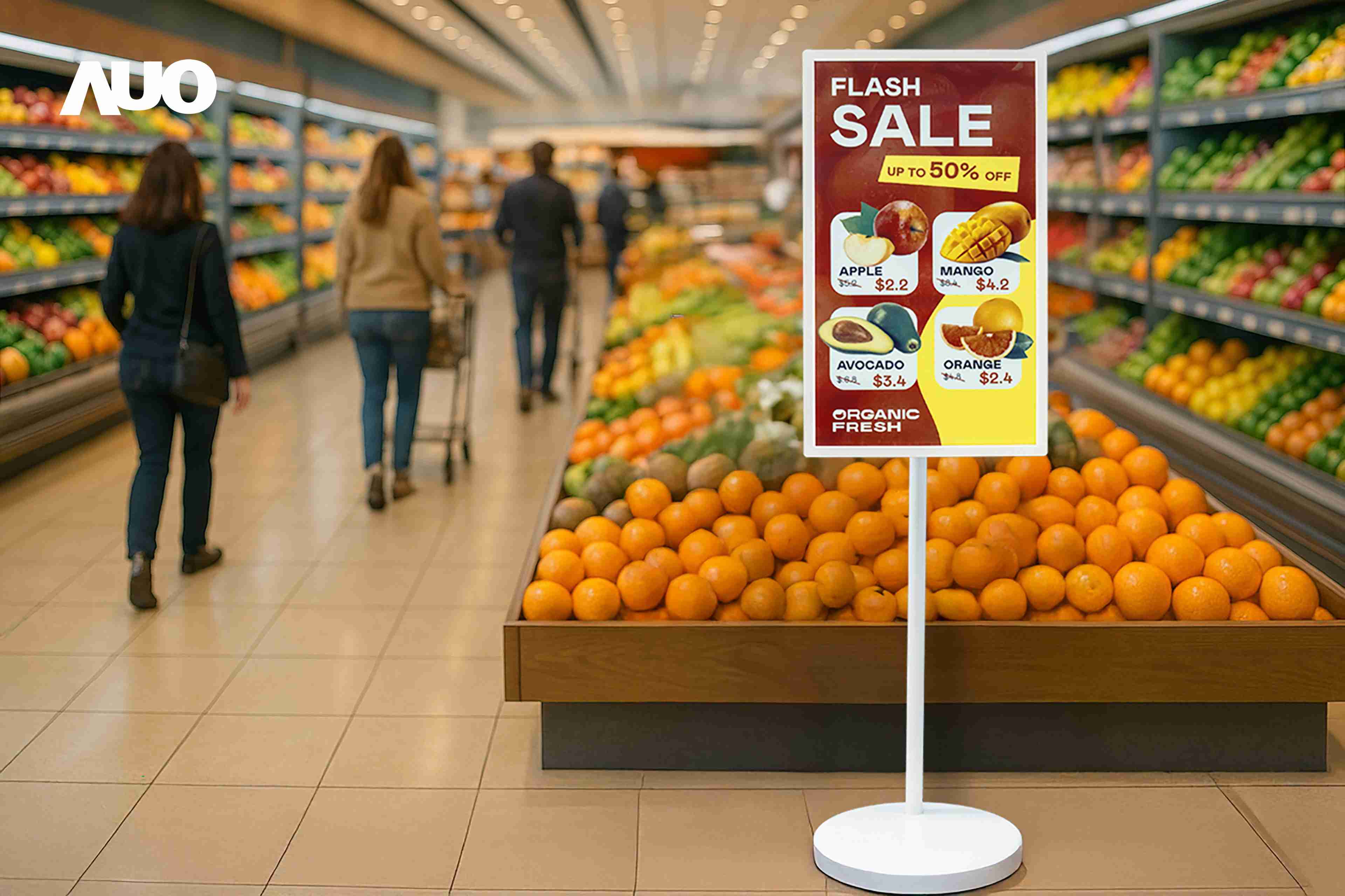 达擎首亮相低功耗、、全彩的〝aecoPost电子纸解决方案〞，，，仅在更新画面时需要微量的电力驱动，，，无需布建电线的便捷设计，，使其可灵活应用、、随意置放，，并可透过云端或行动装置app，，，，轻松管理及排程广告内容，，晋升店头营销利器。。。。